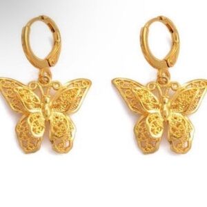 Butterfly hoop earrings